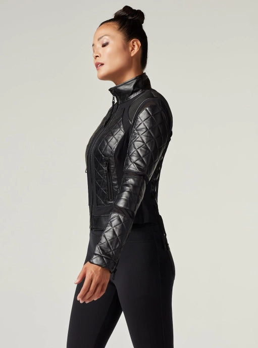 Classic Leather Mesh Moto Jacket - Black Jls