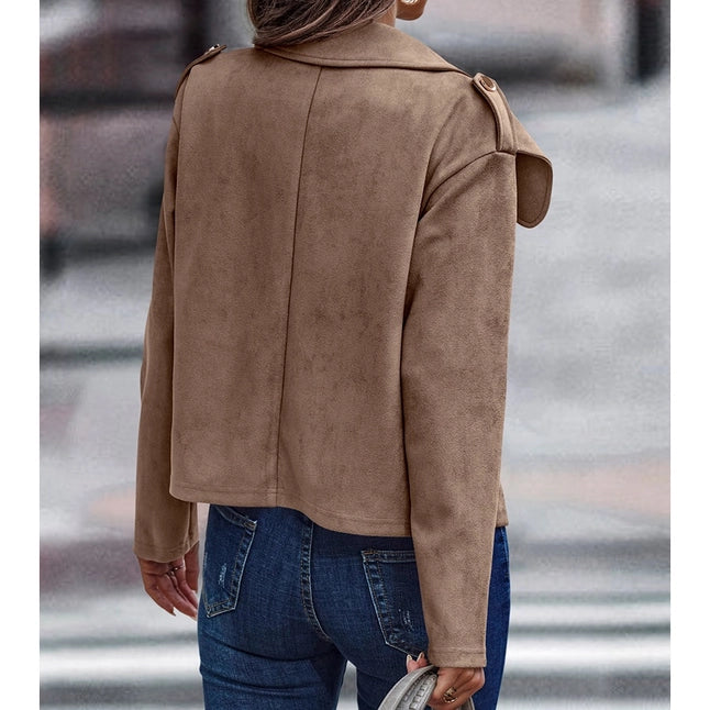 Button Front Open Pockets Jacket