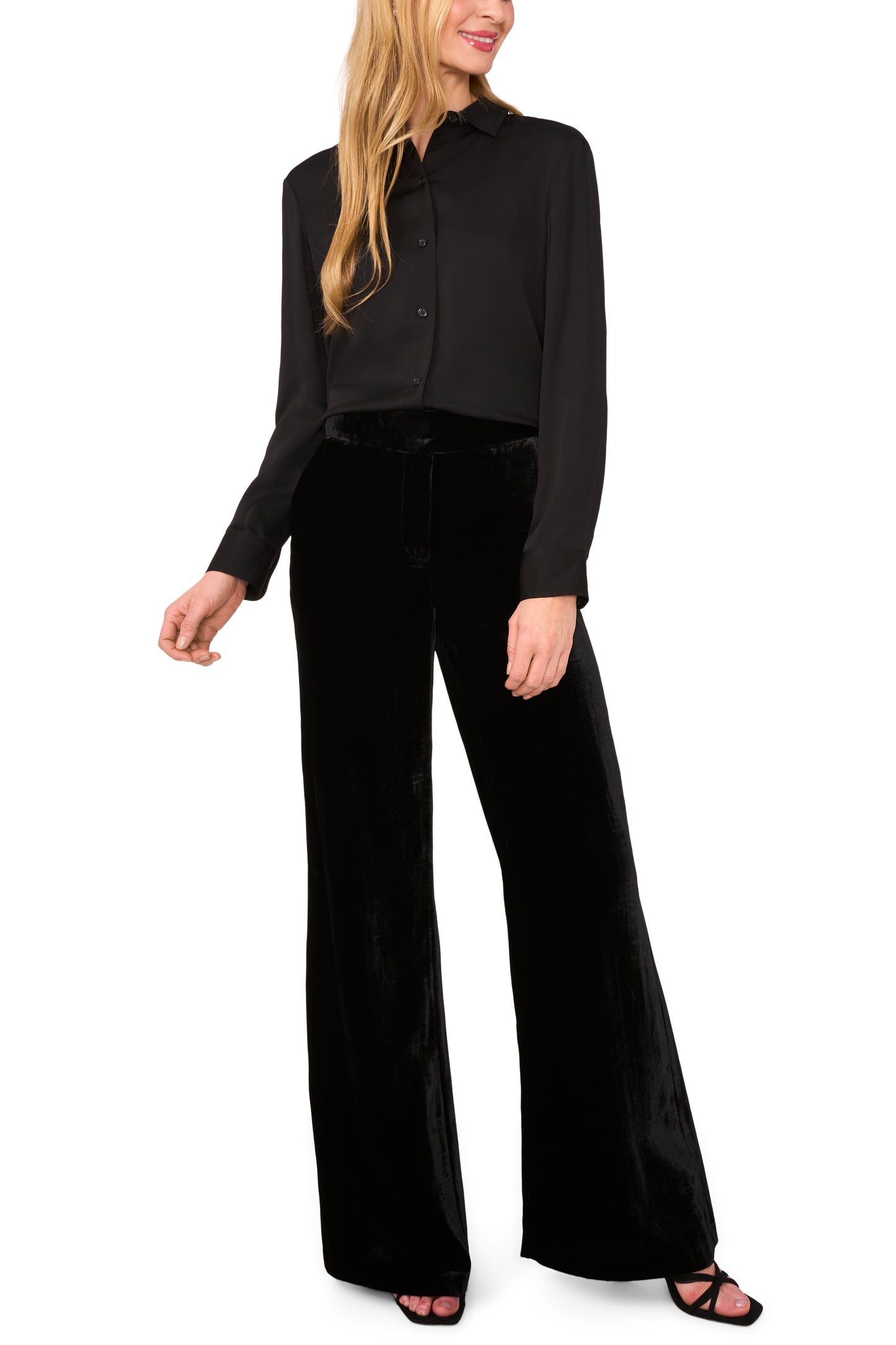 Ted baker solid velvet wide leg pant