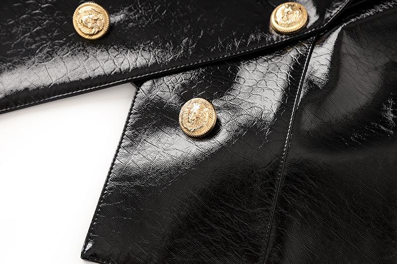 Black Faux Leather Blazer Jacket