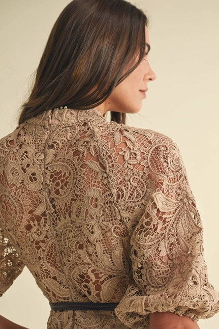 Crochet Lace Victorian Style Mini Dress