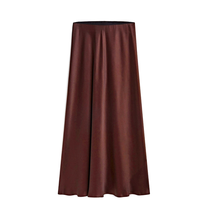 Satin Elasticated High-Waisted Slit Maxi Skirt