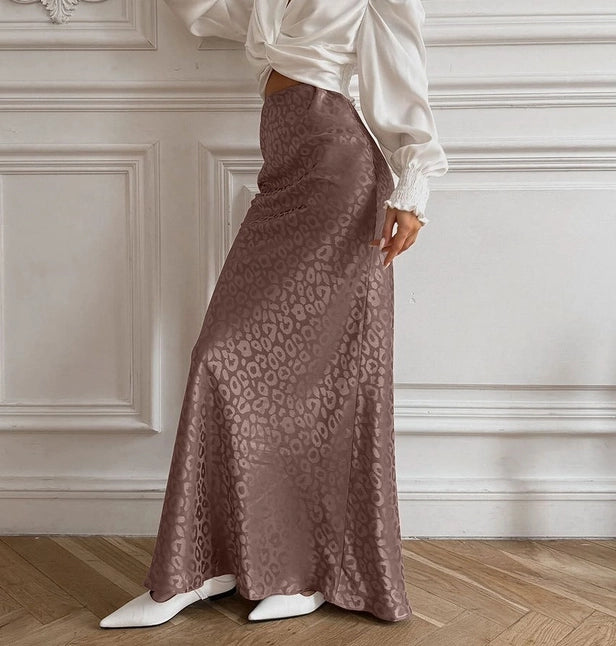 New Trend Long Jacquard Leopard Wrap Hip Skirt