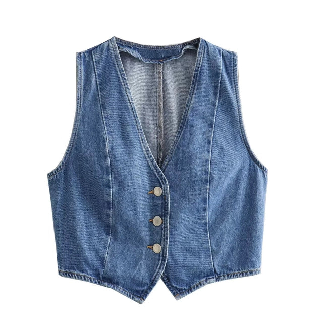 Ladies Denim Vest / Split Hem Skirt / Skirt Set