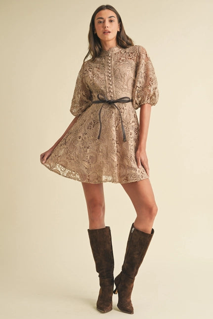 Crochet Lace Victorian Style Mini Dress