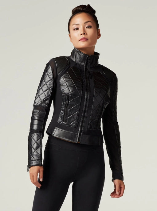 Classic Leather Mesh Moto Jacket - Black Jls