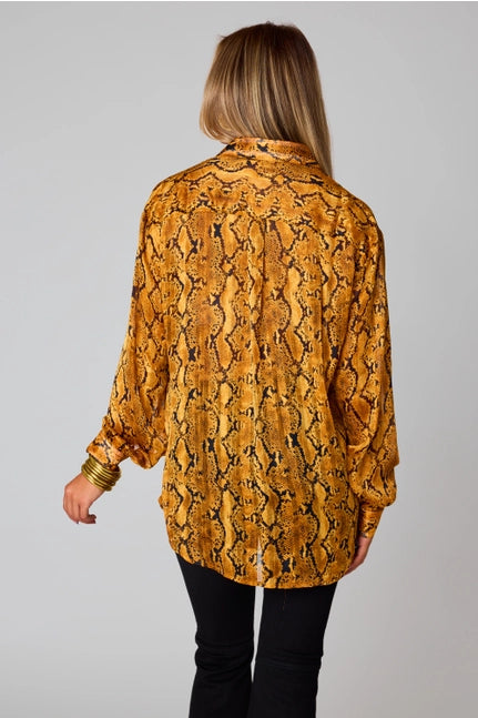Portia Snake Charmer Long Sleeve Button Up Top