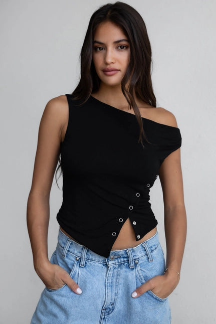 Dani Popper Detail Short Sleeve Top