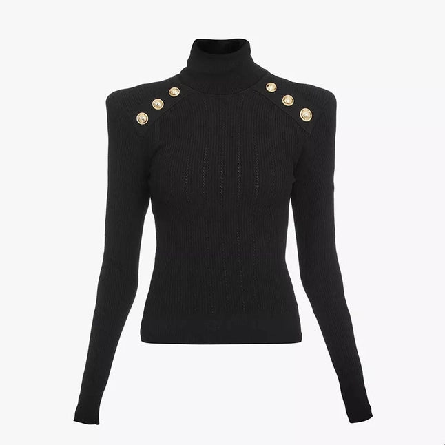 Black Knit Long Sleeve Turtleneck