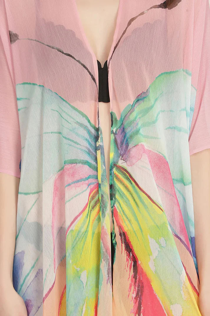 Rainbow Butterfly Chiffon Cover up
