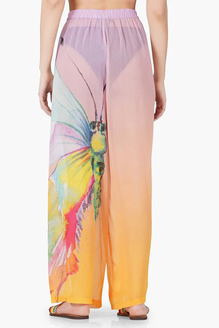 Rainbow butterfly chiffon beach pant
