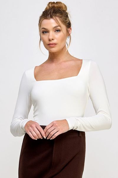 LONG SLEEVE SQUARE-NECK