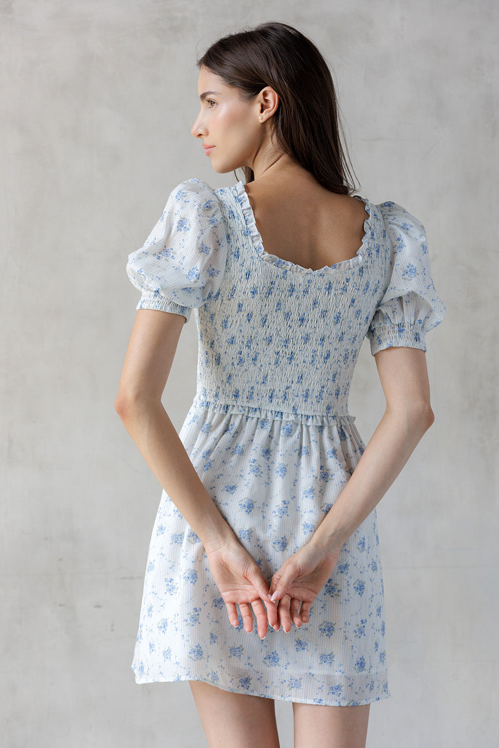 WHITE/BLUE Floral dress