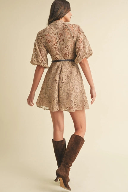 Crochet Lace Victorian Style Mini Dress