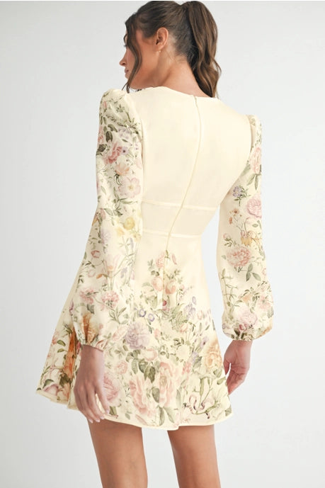 Floral Long Sleeve Mini Dress