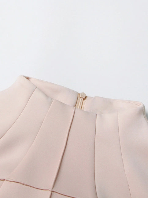 Stand Collar Sleeveless Waist Slimming Pleated Dress