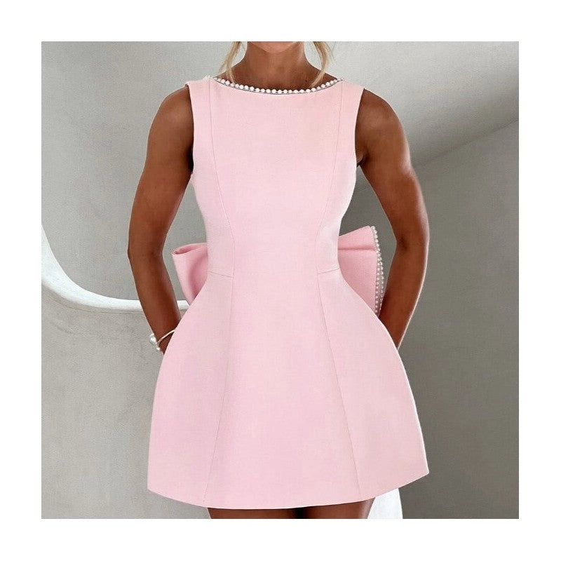Pearl Butterfly Bow Bodycon Mini Dress