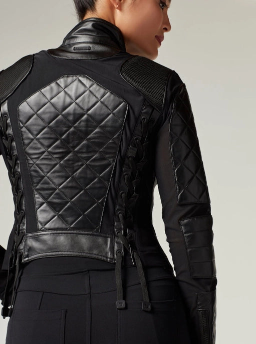 Classic Leather Mesh Moto Jacket - Black Jls
