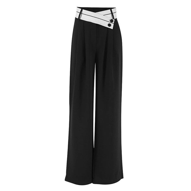 Patchwork High Waisted Wide Leg Trousers