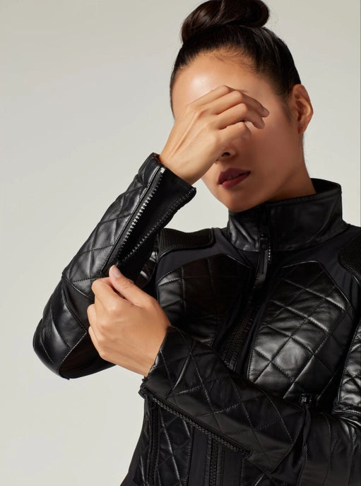 Classic Leather Mesh Moto Jacket - Black Jls