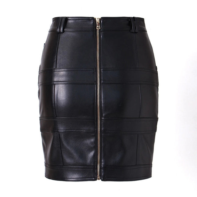 Metallic Chic: Leather Jacket & Skirt