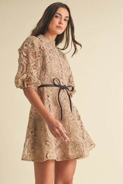 Crochet Lace Victorian Style Mini Dress