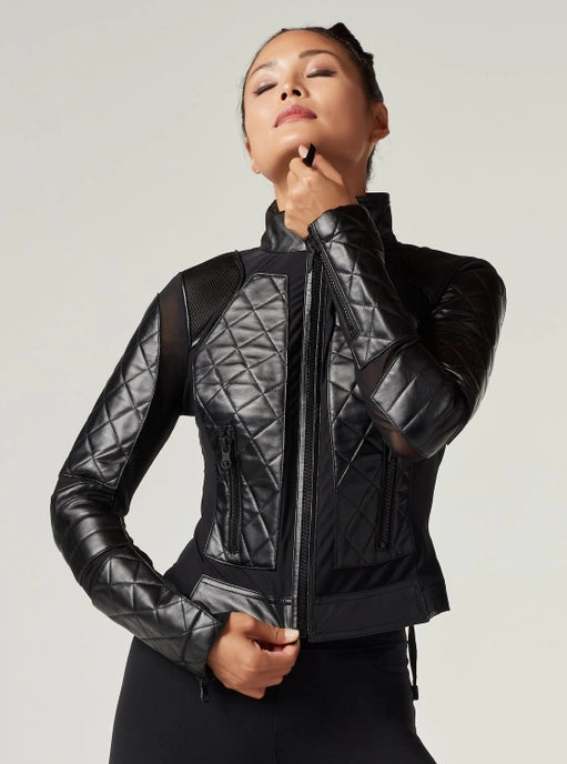 Classic Leather Mesh Moto Jacket - Black Jls