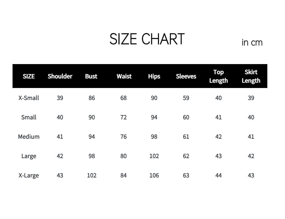 Emery Black Crystal Long Sleeve Top and Skirt Two Piece Set