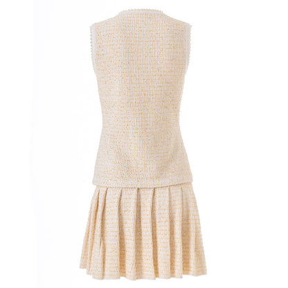 Tweed Vest & Pleated Skirt Set