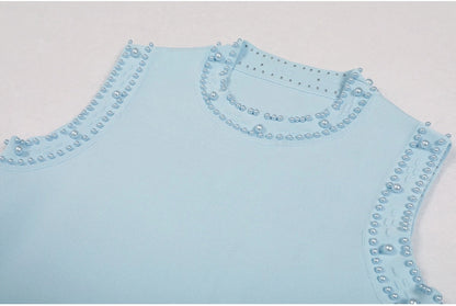 Pearl Round Neck Knit Midi Dress