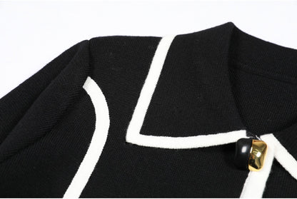 Chic Tweed Knit Cardigan Jacket & Trimmed Pants Set