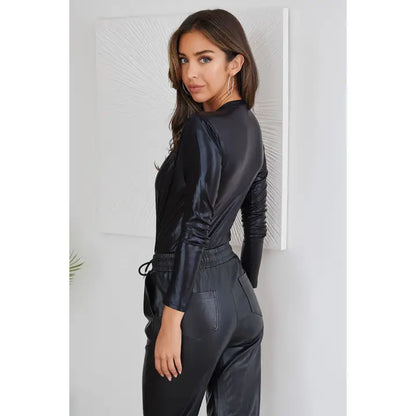 Cross Over Wrap Metallic Bodysuit