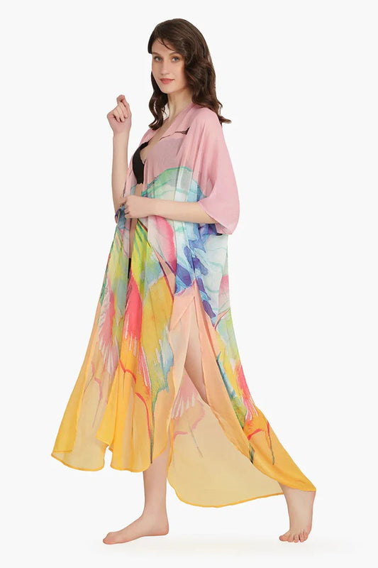 Rainbow Butterfly Chiffon Cover up