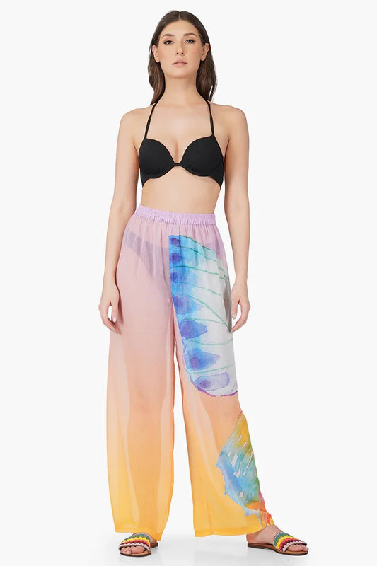 Rainbow butterfly chiffon beach pant