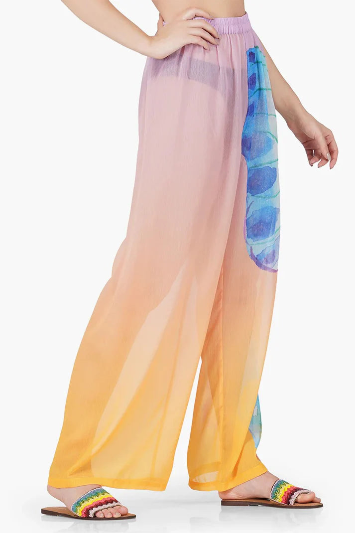Rainbow butterfly chiffon beach pant