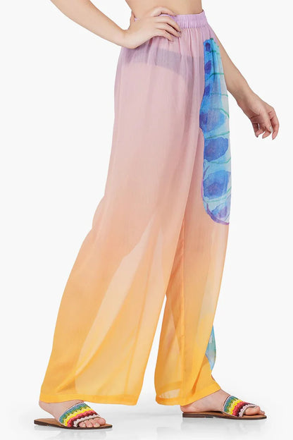 Rainbow butterfly chiffon beach pant