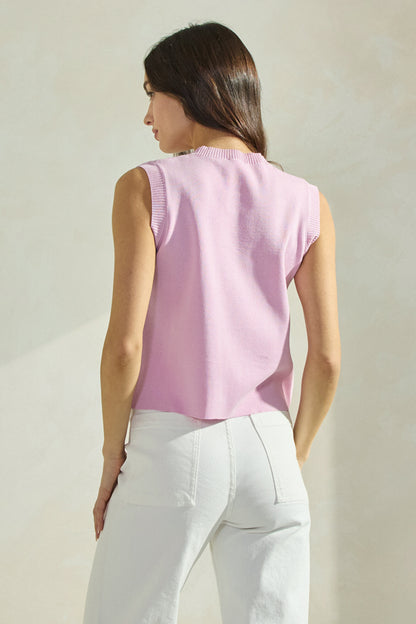 Contrast Bow Sleveless Top