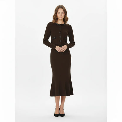 Elegant Knit Cardigan and Skirt Set