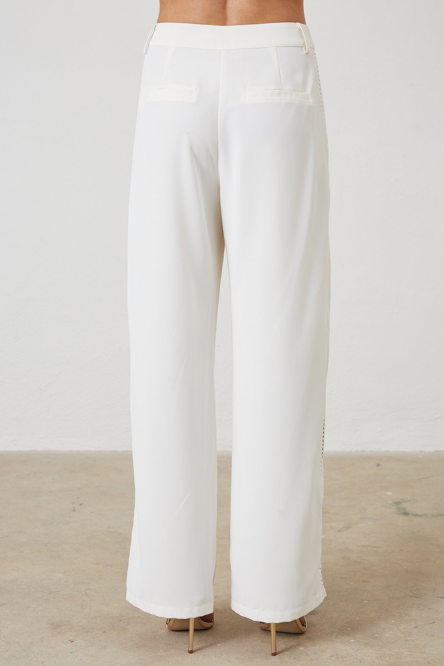 WRAP DETAIL CONTRAST STITCHED WOVEN PANTS