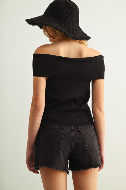 Misty Grey off shoulder top