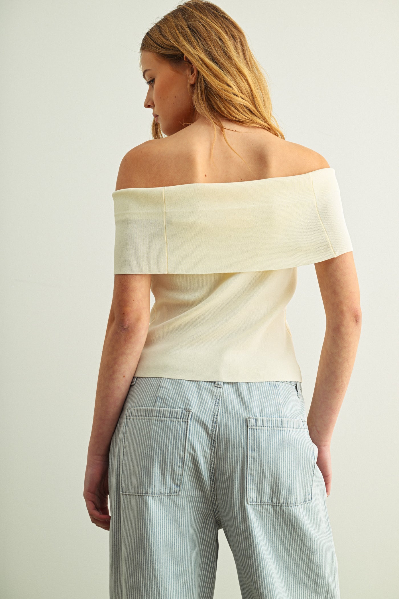 Misty Grey off shoulder top