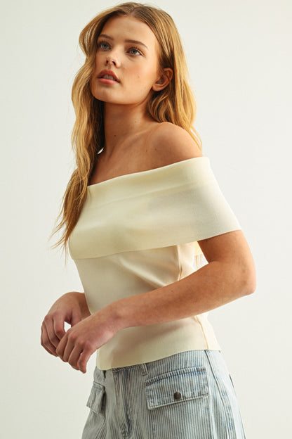 Misty Grey off shoulder top