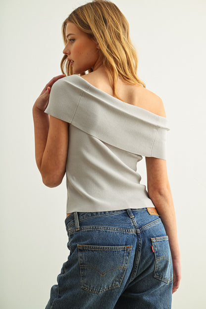 Misty Grey off shoulder top