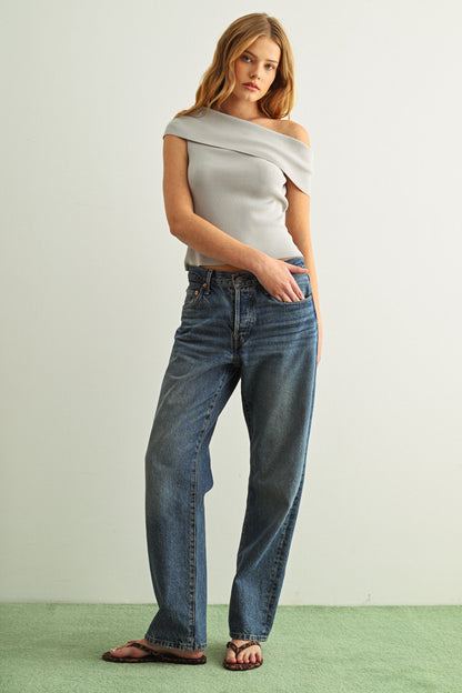 Misty Grey off shoulder top