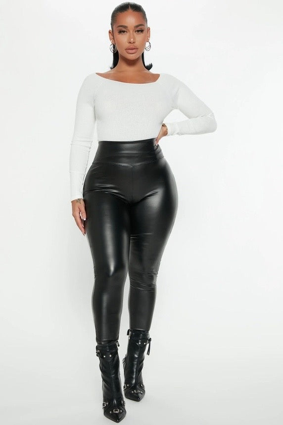 Faux Leather High Waist Leggings