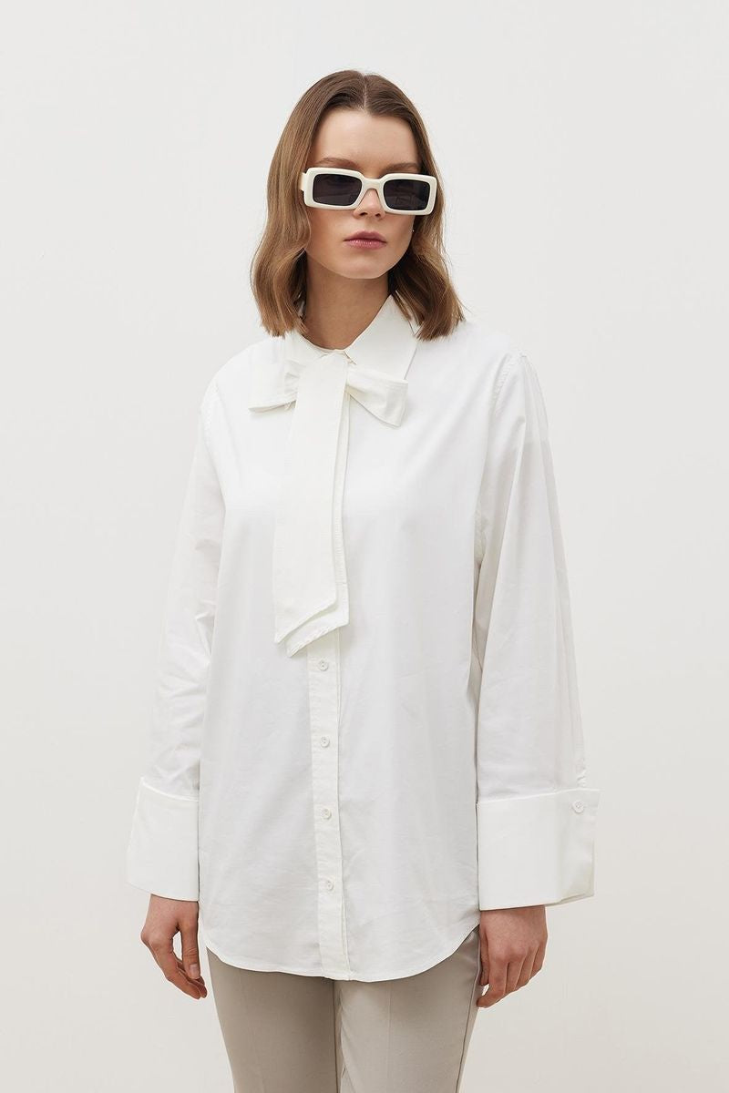Collar Tie-Neck Blouse