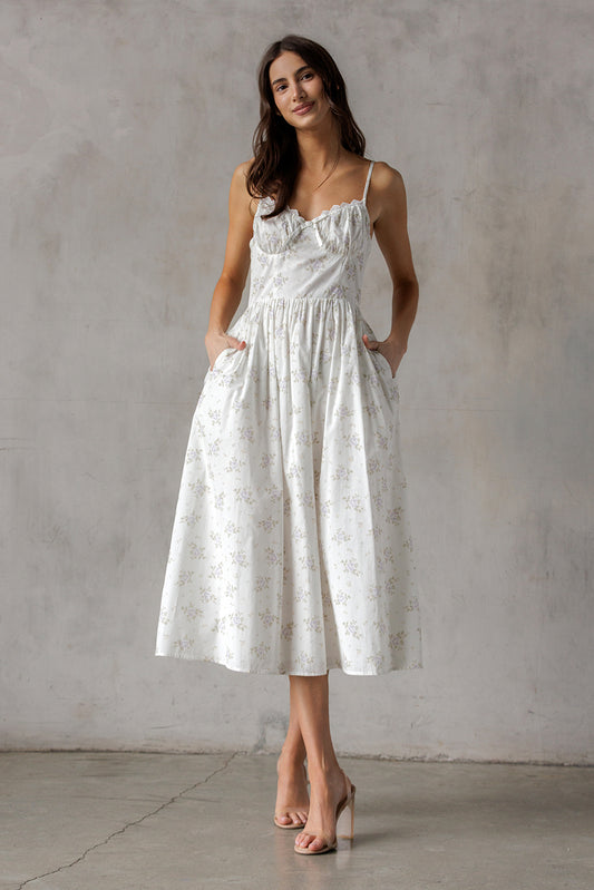 WHITE/LAVENDER FL Dress