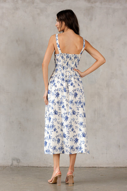 Ivory Blue Floral Dress