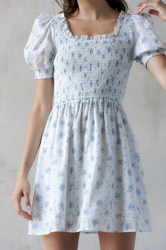 WHITE/BLUE Floral dress