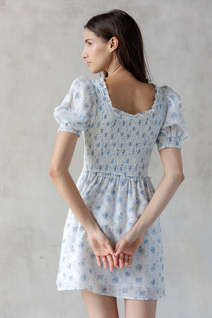 WHITE/BLUE Floral dress